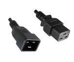 Cable IEC C19 a C20, 1,5mm², 16A, prolongación, VDE, negro, longitud 0,50m